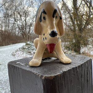 Vintage Grindley Ware Hillbilly Hound Dog Figurine Ohio Pottery Folk Art Style